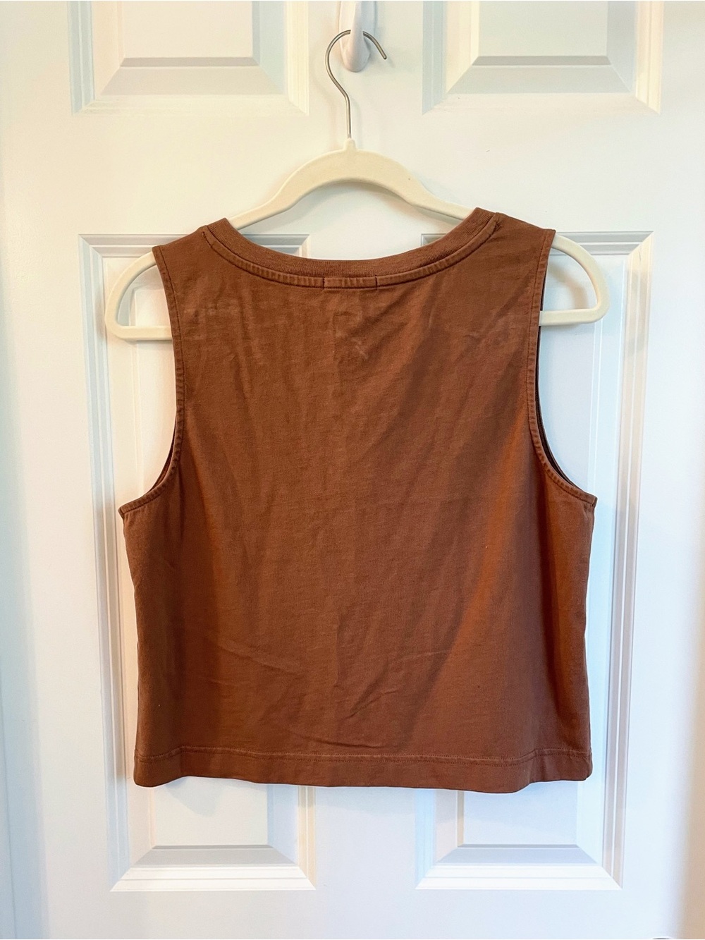 Z Supply Sloane V-Neck Cropped Tank Top in Teakwood Brown - Picture 3 of 4